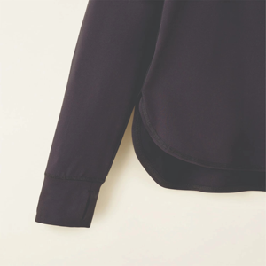 T-shirt décontracté en tricot à manches longues et col rond pour femme, noir, coupe ample, couleur unie, respirant, toutes saisons - Product Image 4