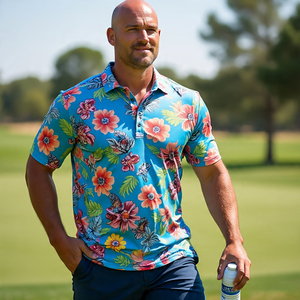 Polo de manga corta con sublimación para hombre, Polo atlético de secado rápido para correr y hacer ejercicio, camiseta polo con estampado personalizado para hombre - Product Image 4