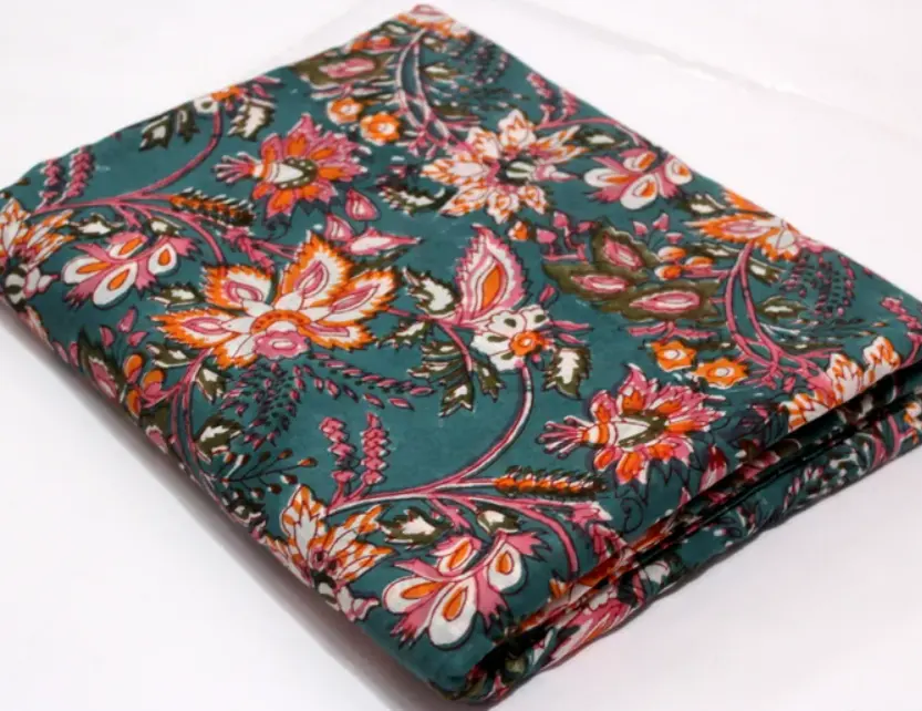 Tissu en coton indien par yard tissu imprimé bloc tissu imprimé floral tissu de robe pour femme tissu d'été, tissu de courtepointe