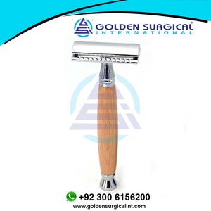 มีดโกนหนวดแบบสองคม ด้ามไม้ไผ่ คุณภาพพรีเมียม พร้อมใบมีด 10 ชิ้น สำหรับผู้ชาย - Product Image 5