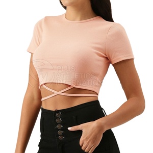 Diseño personalizado señoras sólido en blanco Crop Top camisetas mujeres Crop Tops Oversize en blanco recortado camisetas para la venta - Product Image 1