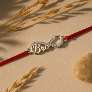 NOVAMART Fine Zarkan <b>Infinity</b> BRO Precious Silver Rakhi Set with Fashion Charm <b>Bracelets</b>-Roli Chawal Wholesale Export - Product Image 1