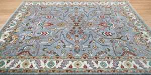 Alfombras de Diseño Floral Ushak de Poliéster Hechas a Mano de Alta Calidad, Alfombras para Piso de Hogar Antideslizantes y Lavables con Respaldo de Látex, Tamaño Personalizado, India - Product Image 6