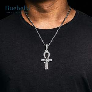 Colgante Ankh de ojo chapado en oro blanco de 925 de plata y 14 quilates para hombre, joyería de Hip Hop con moissanita para raperos elegantes - Product Image 1