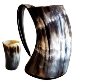 100% haute qualité Viking corne de vin tasse haut tendance Europe-Style sculpté corne à boire Tankard Buffalo boeuf corne Agate café - Product Image 6