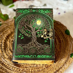 Diario de cuero Grimoire grande, diario de árbol de la vida impreso, libro de hechizos en blanco, libro de sombras, regalos celestiales de cuero para él y ella - Product Image 3