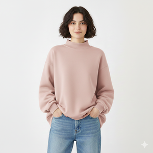 Women Casual Oversized Mockneck Sweatshirt Winter Loose Fit Pullover Streetwear Fashion <b>Top</b> Front Customizable for Daily Comfort - Product Image 1