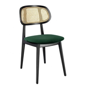 Teak Wood Restaurant <b>Chair</b> Restaurant Furniture Sets with Modern and Elegant Minimalist Design with Rattan and Velvet Seats - Product Image 6