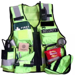 เสื้อกั๊กยุทธวิธีเสื้อกั๊กสะท้อนแสงมองเห็นได้ชัดเจนสีเขียวมีซิปด้านหน้า - Product Image 1