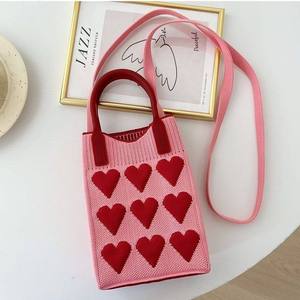 New Cartoon Knitted Open Mobile Phone Bag Women's Korean-style All-match One-shoulder Crossbody Travel Coin <b>Purse</b> Small - Product Image 2
