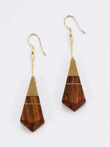 Pendientes con forma de corazón de resina blanca y negra con lámina de oro STYLELISH, Pendientes colgantes de resina de madera geométricos redondos cuadrados - Product Image 2