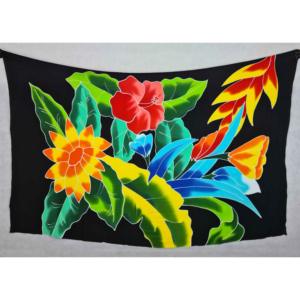 Pareos Hawaianos Pintados a Mano 100% Rayón de Alta Calidad, Ropa de Playa Personalizada al por Mayor, Islas del Pacífico Asiático HPSU002-02-180 - Product Image 1