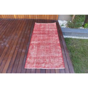 พรมลายตุรกีโบราณ ขนาด 2.6x6 ฟุต สีแดงขาว ลายต้นไม้และพืช - Product Image 1