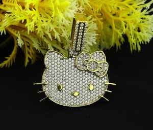 Top haute qualité Leb cultivé diamant pendentif mignon chat pendentif breloque bijoux 925 argent étincelant Kitty accessoire enfant bijoux - Product Image 4