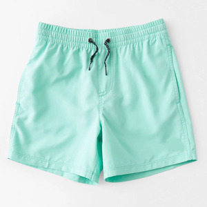 Shorts de plage pour homme en polyester tissé vert menthe uni avec cordon de serrage, séchage rapide, poches, longueur bermuda, décontracté - Product Image 6