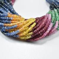 Perles facettées en saphir multicolores naturelles, 2,5-3 mm, perles de pierres précieuses, brins pour la fabrication de bijoux, directement du grossiste