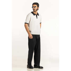 T-shirt Polo B pour Homme, Coupe Classique, Anti-plis, Confortable, Haute Qualité, Coupe Ajustée, en Spandex, Brodé, Motif Uni Foncé - Product Image 2