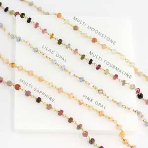 Collar de fluorita múltiple con cuentas, gargantilla de cristal arcoíris, piedras preciosas envueltas en alambre, Rosario, cadena de capas, regalo de plata 925 - Product Image 5