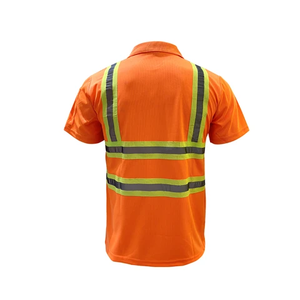 Camiseta Polo de Manga Corta de Alta Visibilidad para Verano, Ropa de Trabajo Reflectante con Parte Inferior Azul Marino para Guardias - Product Image 3