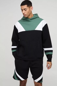 ชุดวอร์มสำหรับผู้ชายโอเวอร์ไซส์ทรงบ็อกซี่คอลโลบล๊อกมีฮู้ดชุดวอร์มลำลองสวมใส่สบายระบายอากาศได้ดี - Product Image 3