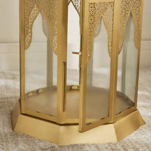 Decoraciones de Ramadán 2027, Candelabro Marroquí Alto de Metal Dorado, Linterna para Iluminación de Piso - Product Image 4