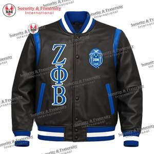 Fabricant OEM, veste universitaire en cuir de baseball personnalisée pour les collèges, veste universitaire en cuir synthétique à manches et broderie en chenille pour hommes - Product Image 1