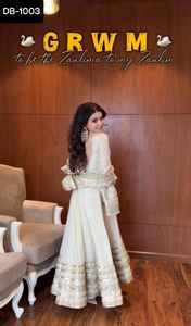 Dernières robes Anarkali pour femmes en chinon avec broderie, travail de séquence de codage, design pour les robes de mariage, vêtements indiens - Product Image 3