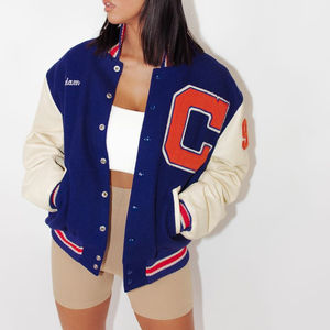 Custom <b>Women's</b> American College Varsity <b>Jacket</b> Breathable Eco-Friendly Quick Dry with Embroidered Logo Finished Custom Branded - Product Image 1