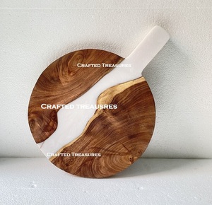 Tabla de cortar de madera y resina epoxi de tendencia, gran oferta, utensilios de cocina, tabla de cortar de madera con mango, tabla de queso de resina - Product Image 4