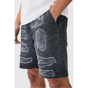 Vêtements de rue mode été Jean Denim coupe ample confortable sensation Short en jean avec logo personnalisé brodé Short respirant - Product Image 3