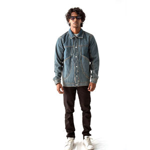 Nuevo estilo, chaqueta vaquera de talla grande para hombre, estilo informal, personalidad, moda, Camisa vaquera para hombre, Color azul claro sólido - Product Image 2