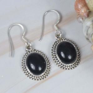 Boucles d'oreilles pendantes faites à la main en argent Offre Spéciale en gros pierre précieuse Onyx noir 925 boucles d'oreilles en argent Sterling massif 925 bijoux de timbre - Product Image 4
