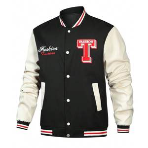Veste universitaire personnalisée en chenille brodée à manches en cuir véritable pour hommes, veste d'hiver tissée décontractée Letterman de baseball - Product Image 5