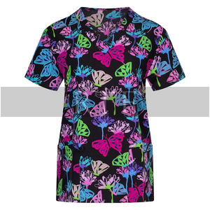 Haut de gommage médical à col en V imprimé léger et extensible pour infirmières par Raw to Fine - Product Image 2