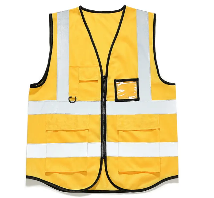 Özel renk Hi Vis Viz yüksek görünürlük yansıtıcı Zip cep güvenlik yelekler ceket tulum yelekler toptan fiyat