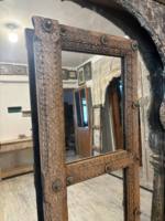 Miroir en bois sculpté à la main antique, panneau de fenêtre |   Décor architectural indien vintage