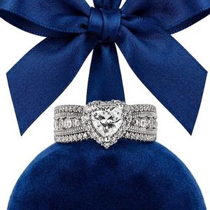 Jeulia Vintage Heart Halo Three Row Pave Engagement <b>Ring</b> in Yellow Gold - Product Image 3