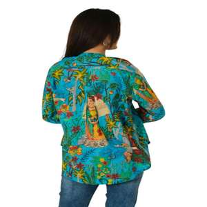 เสื้อเบลาส์พิมพ์ลาย Farida ผ้าฝ้ายโบฮีเมียนของผู้หญิงเสื้อสไตล์ฮิปปี้น้ำหนักเบาสำหรับใช้ในชีวิตประจำวัน - Product Image 5