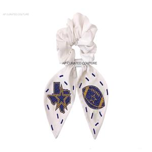 Game Day Inspiration Beaded Scrunchie Hair Clips para niñas y mujeres para porristas de estadio - Product Image 4