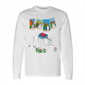 Camiseta de manga larga Fluffy The Cat Travels París Moscú Turín Los Ángeles - Product Image 2