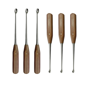 Cureta de hueso de animal pequeño con mango de madera Instrumento quirúrgico dental para curetaje de implante de articulación de perro - Product Image 1