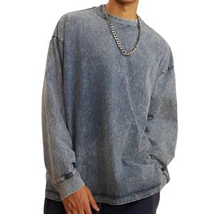 เสื้อสเวตเชิ้ตคอกลมทรงโอเวอร์ไซส์สไตล์วินเทจ ลวดลายฟอกสี สำหรับผู้ชาย เนื้อผ้าหนา สตรีทแวร์ - Product Image 1
