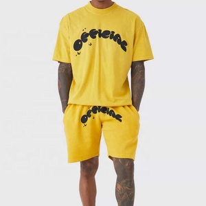 Custom Designed Two-Piece <b>Set</b> for Men High Quality Breathable Cotton Summer Tshirt Shorts <b>Knitted</b> Casual Style with Logo Printed - Product Image 4