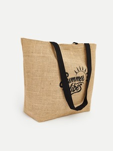 Sac fourre-tout en jute personnalisé avec impression numérique, marque privée OEM ODM, sac de plage écologique en toile de jute, fabricant de sacs de shopping avec logo imprimé - Product Image 3