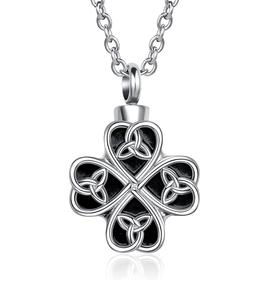 Clover Cross <b>Compass</b> Clover Urn <b>Necklace</b> for Ashes for Men Women's Cremation Jewelry Keepsake Memorial Pendant Custom Size - Product Image 3