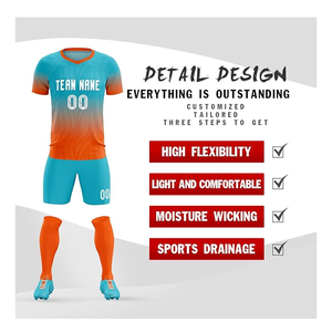 Todos los tamaños Color sólido Alta calidad Peso ligero Personalizar completamente Fútbol Uniformes de fútbol Camisetas y pantalones cortos de fútbol - Product Image 2