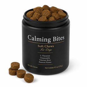 Bocconcini Calmanti Naturali per Cani all'Ingrosso per Ansia da Separazione con Radice di Valeriana, Camomilla e Passiflora - Snack Rilassanti per Animali Domestici - Product Image 1