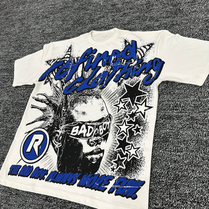 איכות גבוהה גברים מזדמנים 100% כותנה אורגנית חולצה קלה משקל מסך משי הדפסה דפוס אחיד בד סרוג בד - Product Image 3