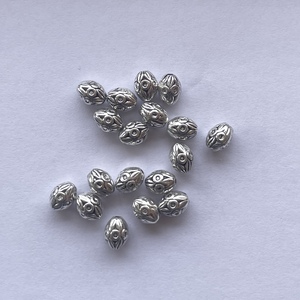 8มม. 925เงินสเตอร์ลิงแกะสลักทรงลูกมะพร้าวรูปไข่ลูกปัดทองไมครอนหาเครื่องประดับสเปเซอร์แบบทำมือ2025ประดับด้วยลูกปัด - Product Image 3