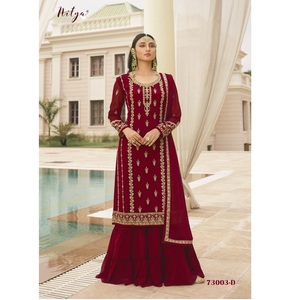 Traje indio paquistaní puro de Georgette para mujer, colección de traje de Salwar Kameez, con trabajo bordado, Dupatta - Product Image 1